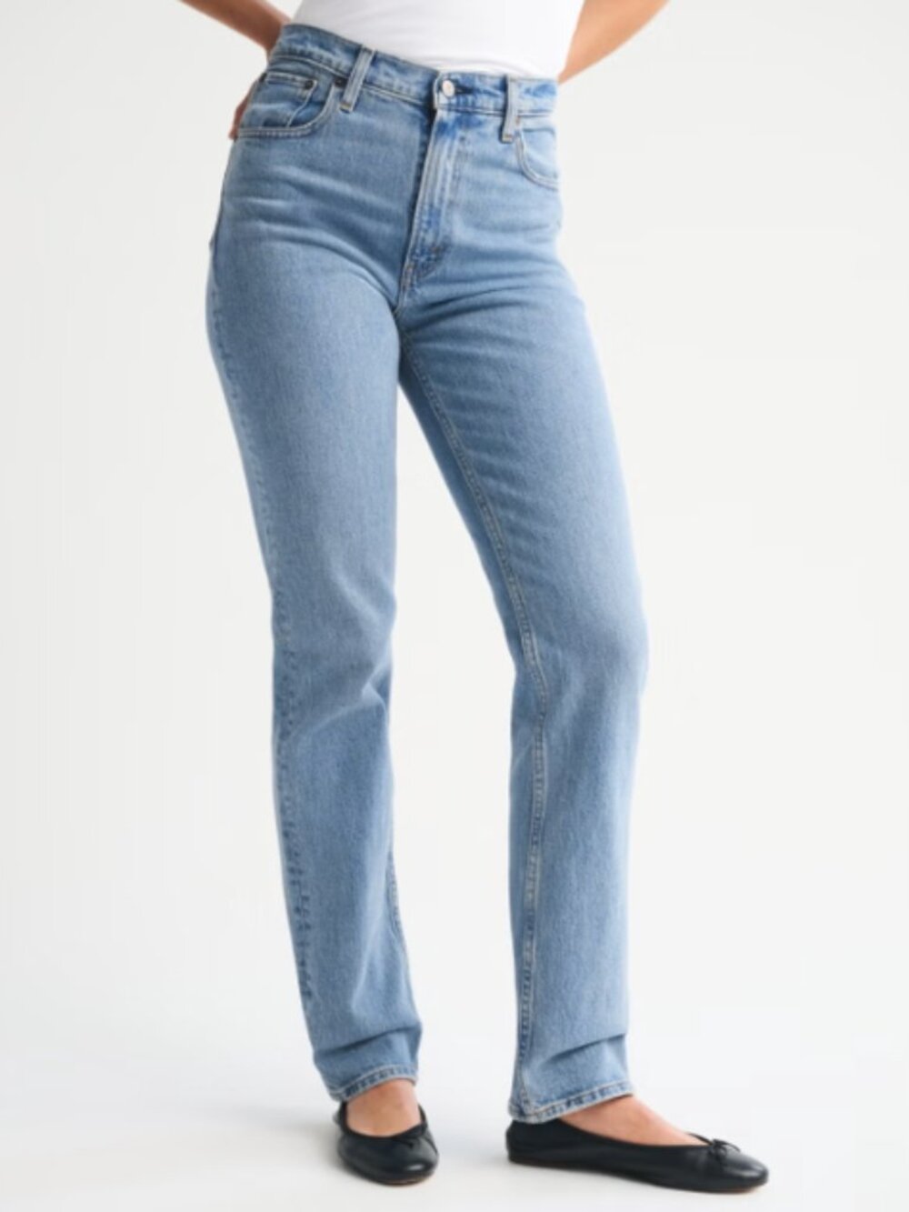 Abercrombie & Fitch Curve Love The '90s Straight Ultra High Rise Medium Blue